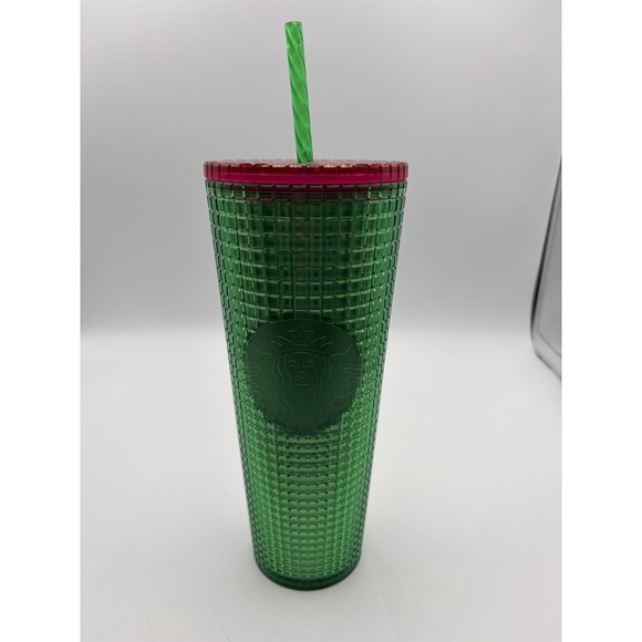 Starbucks Other - Starbucks Green Textured Cold Cup Tumbler 24 oz Reusable w/ Straw